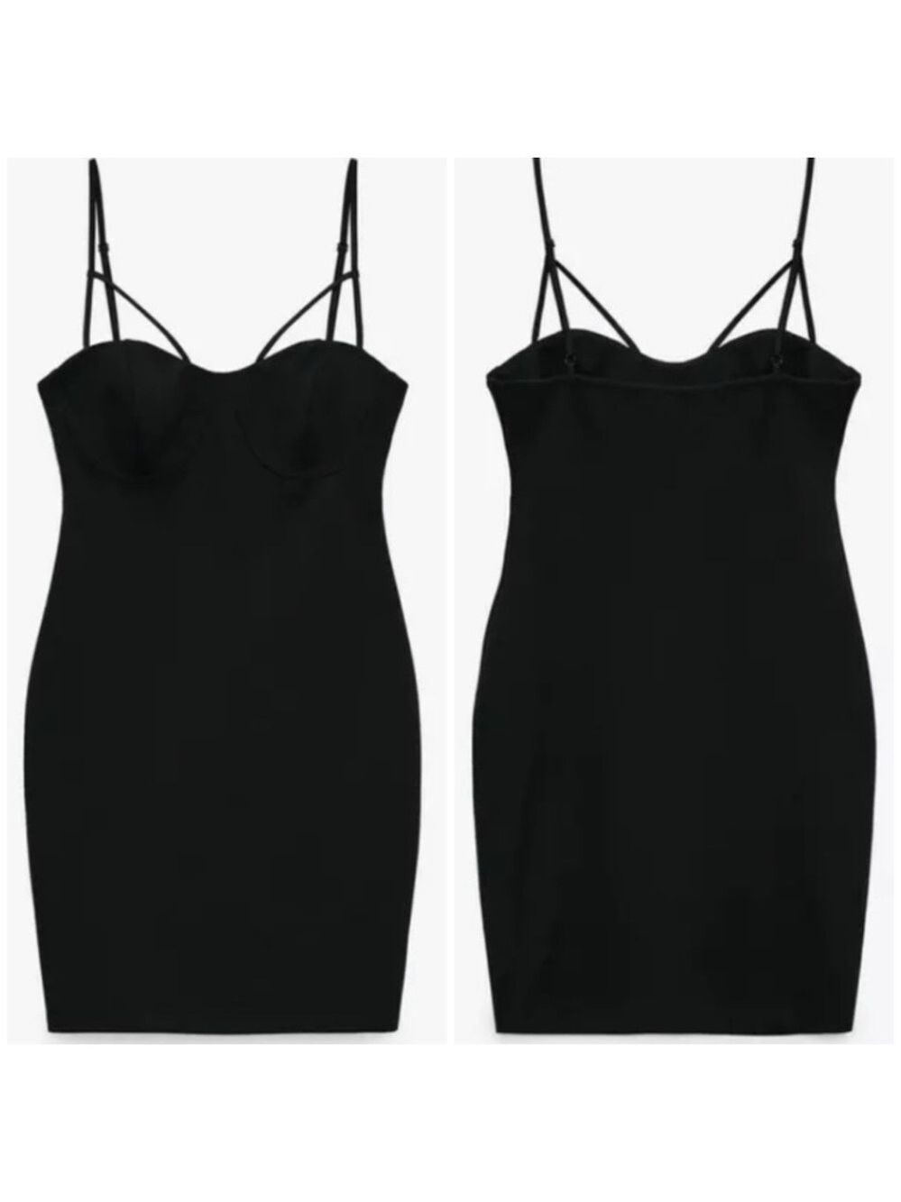 ZARA Strappy Chest Fitted Mini Dress in Black